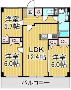 福岡県春日市下白水南5丁目【マンション】の間取り