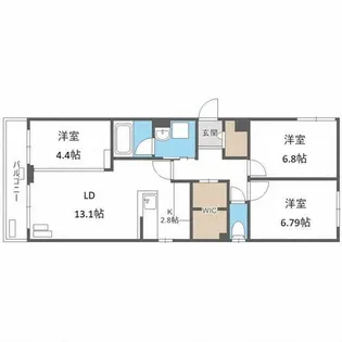 ケーズ山の手【4階】の間取り