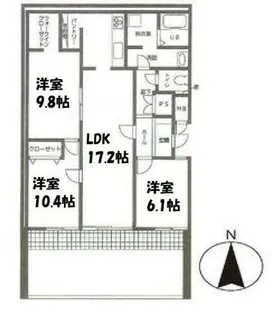 ライオンズマンション虹ヶ丘E棟【1階】の間取り