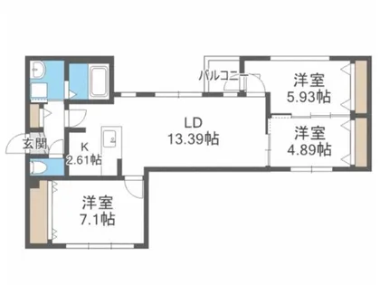 City Premier(シティプレミア)北6条【3階】の間取り