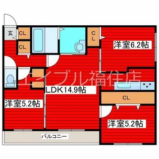 Doors月寒東【2階】の間取り