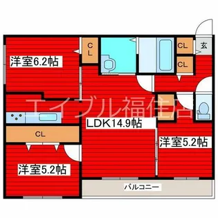 Doors月寒東【3階】の間取り