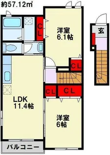 エステート桜Ⅱ【2階】の間取り