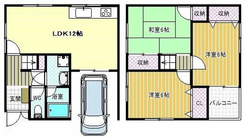 大阪府羽曳野市飛鳥【一戸建】の間取り