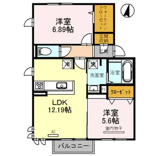グランレーヴ弐番館【202号室】の間取り