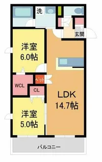 ベルアントレ西宮【3階】の間取り
