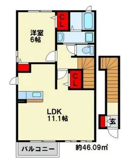 福岡県北九州市八幡西区萩原2丁目【アパート】の間取り