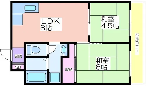 プランドール住之江【3階】の間取り