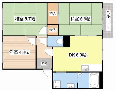 シティパレス南【0206号室】の間取り