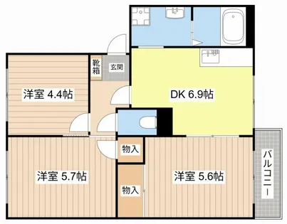 シティパレス南【0202号室】の間取り