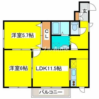 第3フジハイム【2-B号室】の間取り