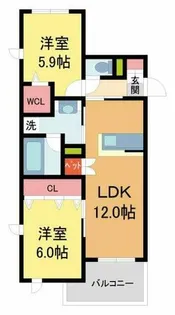 ブルーメ夙川【303号室】の間取り