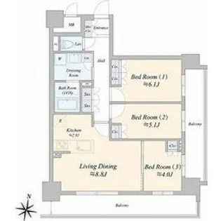 ジュノール札幌植物園【3階】の間取り