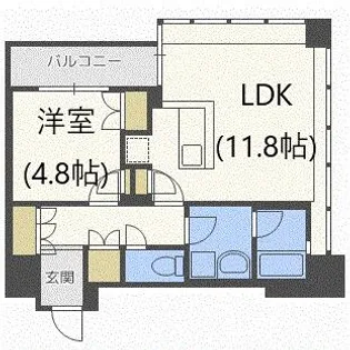 ラフィネタワー札幌南3条【5階】の間取り