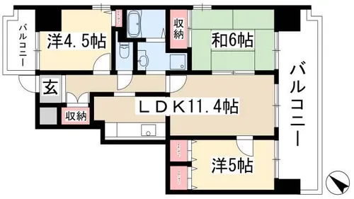 アーバンドエル原【7階】の間取り