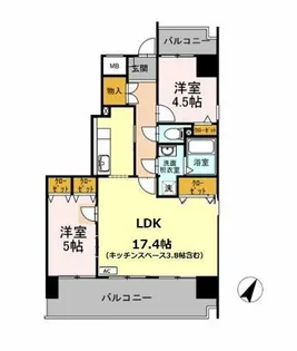 アーバンドエル原【701号室】の間取り