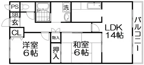 フェリース樟葉【3階】の間取り