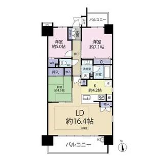 ポレスター姫路ザ・レジデンス(0005852)【14階】の間取り