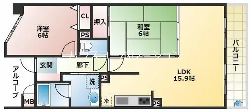 ファミール塚口サザンレジデンス【2階】の間取り