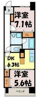 サンデンハイツ若葉通【4階】の間取り