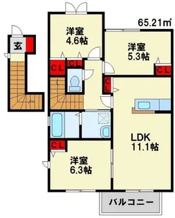 フォレスト芦屋 B棟【201号室】の間取り