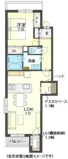 ル ヴァンヴェール夙川【302号室】の間取り