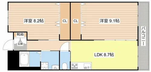 マリンパレス東陽【402号室】の間取り