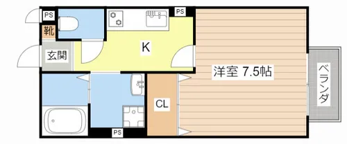 藤井ハイツ虫生野【201号室】の間取り