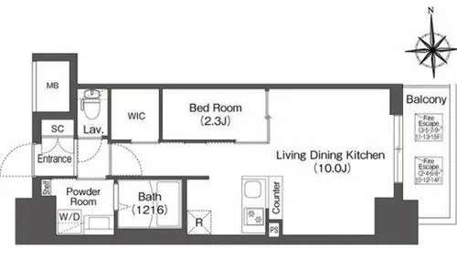 コンフォリア・リヴ北浜平野町【3階】の間取り