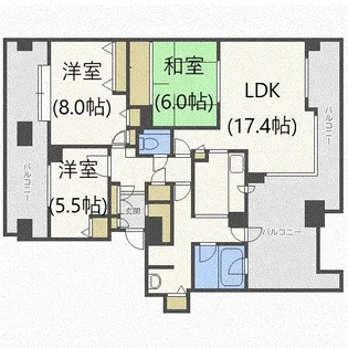 ジェルム宮の沢【12階】の間取り