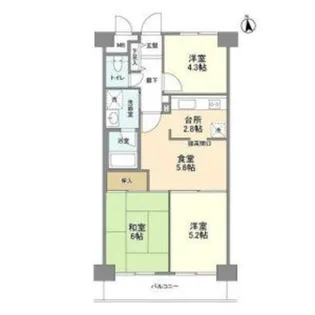 夕陽丘パークハイム【2階】の間取り