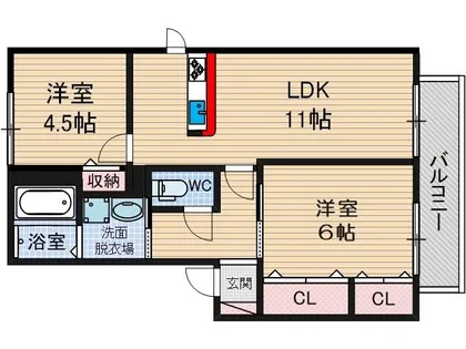 大阪府茨木市沢良宜浜3丁目【アパート】の間取り