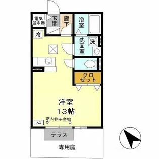 クレインウッド恵美酒 A棟【A103号室】の間取り