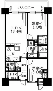 ザ・パークハビオ天満橋【14階】の間取り