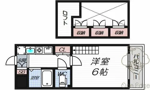 エステムコート梅田茶屋町デュアルスペース【6階】の間取り