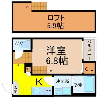 リブフラット藤江【1階】の間取り
