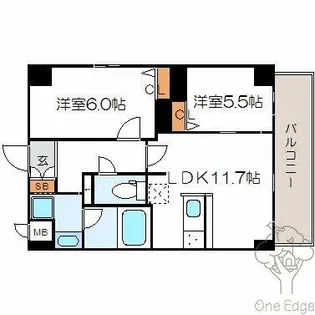 アベニール鷺洲【3階】の間取り