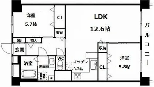ユニハイム土佐堀【7階】の間取り