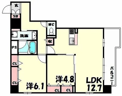 L・Isobe三宮【8階】の間取り