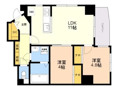 福岡県福岡市中央区赤坂2丁目【マンション】の間取り