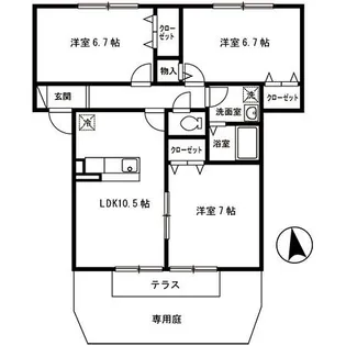 ソレイユ細江【102号室】の間取り