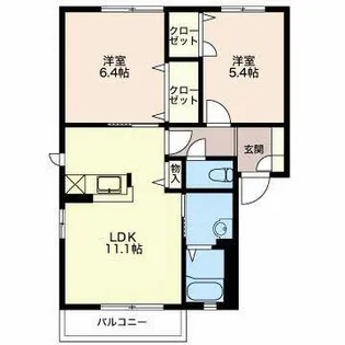 ヴィラージュ紫陽花【A201号室】の間取り