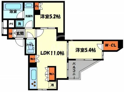 ラ・ヴィータ日本橋【7階】の間取り