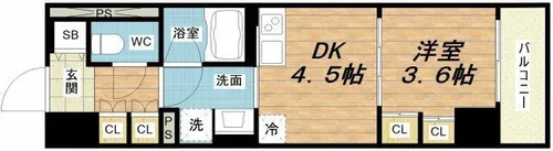 エル・セレーノ大阪天神橋【3階】の間取り