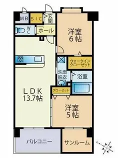 Eteruno【102号室】の間取り