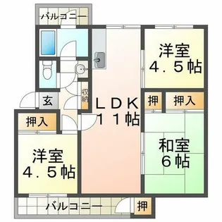 狩口台住宅38号棟【5階】の間取り