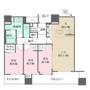 シエリアタワー中之島【22階】の間取り