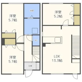 北海道札幌市北区屯田七条6丁目【テラスハウス】の間取り