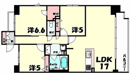 ソルレヴェンテ神戸中山手通【5階】の間取り