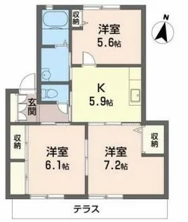サンハイツ網干【1階】の間取り